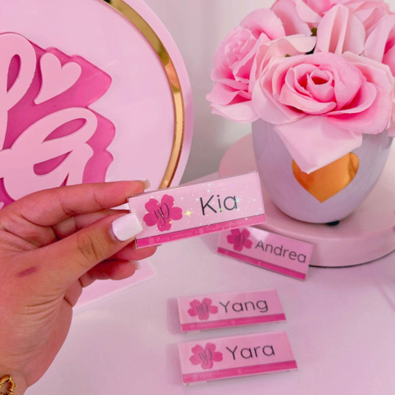 Name tag de brillo