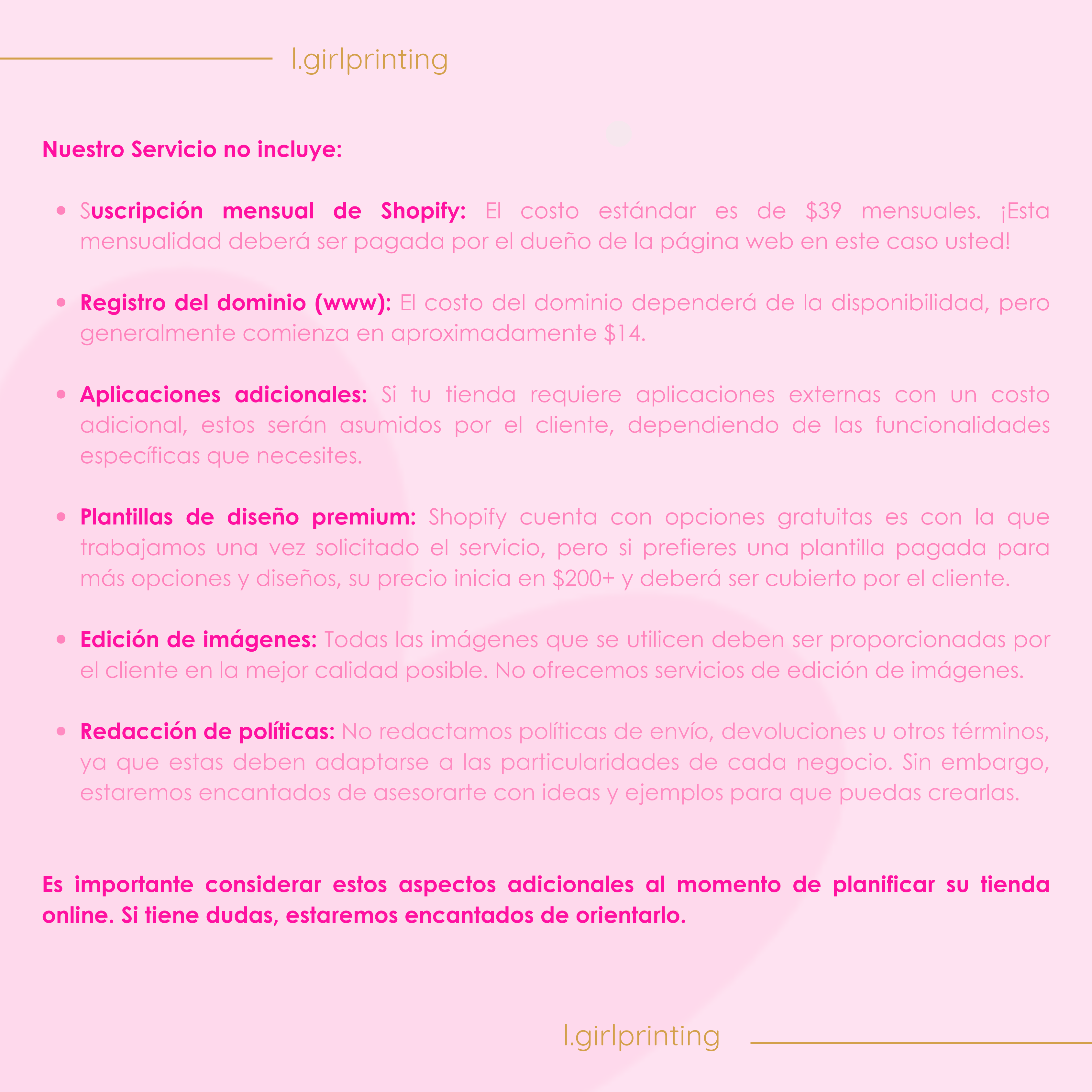 Creacion de Pagina web. (Shopify)