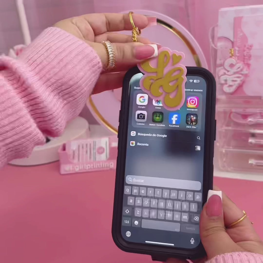 Llavero inteligente con logo y brillo circular 2”